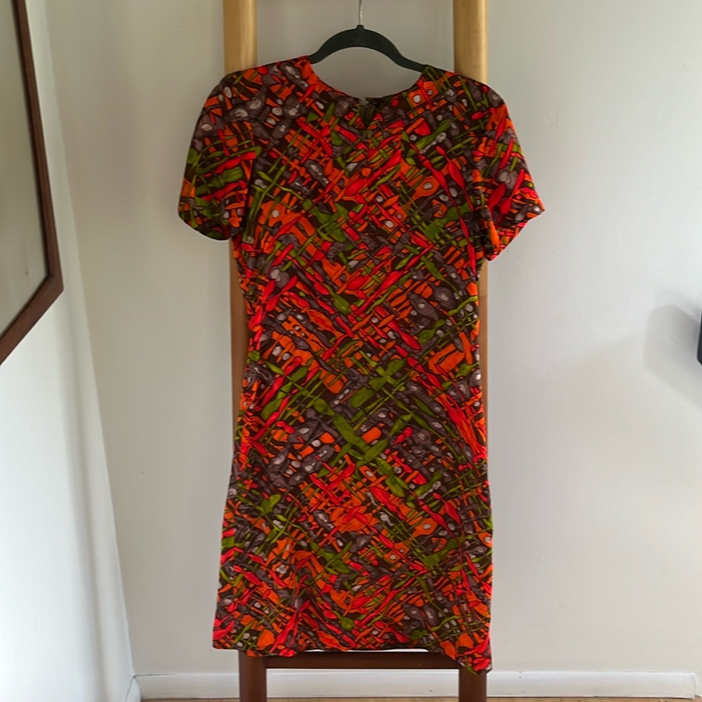 Vintage barkcloth tailored shift dress size M